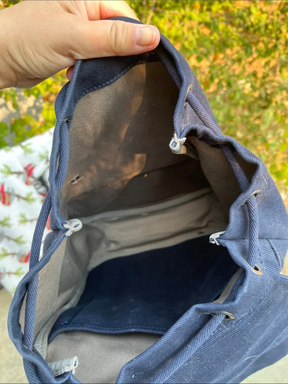 Everlane Navy Canvas Flap Backpack with Black Straps